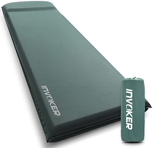 INVOKER Camping-Isomatte 8cm, ultradicker elastischer Schaumstoff, Schnell Selbstaufblasend isoliert, langlebig Campingmatte mit Kissen für Zelt, Rucksackreisen, Reisen und Wandern