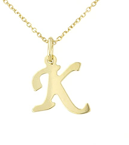 Lucchetta Schmuck Goldkette Damen 375 Echtgold Buchstabe Anhänger | 9 Karat Gelbgold, Initialen A-Z, 45 cm, für Damen