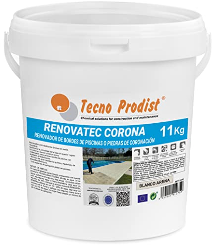 Tecno Prodist RENOVATEC CORONA (11 Kg) SAND WEISS Renovierungsfarbe für Schwimmbadränder und -abdeckungen - Rutschhemmend - Einfache Anwendung