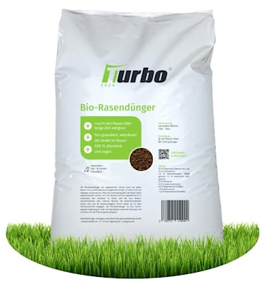 Turbogrün Bio Rasendünger Frühjahr, 5kg für 60m², Organischer Rasendünger, rasendünger bio, Ideal für Frühjahr und Sommer, geeignet für Streuwagen, staubarmes Granulat