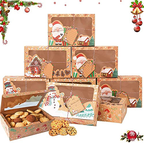 Sunshine smile 12pcs Geschenkbox Weihnachten,Plätzchen Verpackung Weihnachten,Kekse Verpackung Weinachten Box,Geschenke Boxen Set für Bäckerei Schokolade Pralinenschachtel