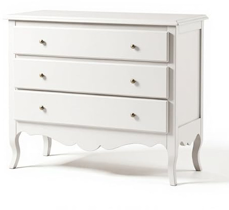 Mar.c.a. Design - Commode en bois 107 x 52 x 89 cm 3 tiroirs - Commode Arte Povera Pieds Curve Made in Italy