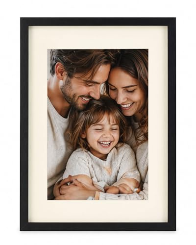 3D Objektrahmen Bilderrahmen mit Passepartout & gehärtetem Glas Holz MDF Rahmen Foto Poster: Farbe: Schwarz | Format: 30x45