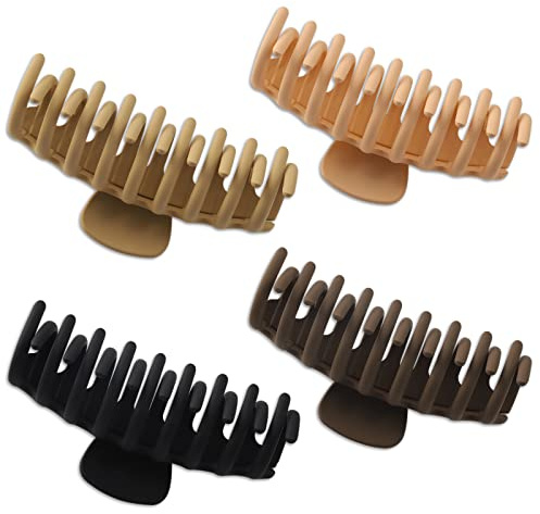 Rayyl Lot de 4 Grandes Pinces à Cheveux Antidérapantes 11 cm - Griffe pour Cheveux épais - Accessoires de Coiffure pour Femmes et Filles