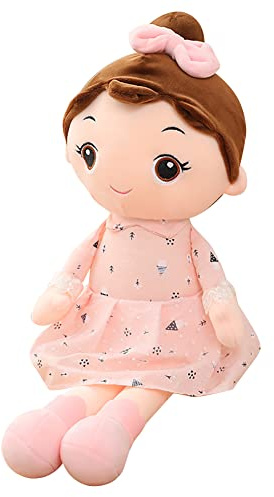 ISAKEN Baby Mädchen Stoffpuppe mit Hut und Kleidung, Weich Gefülltes Spielzeug Plüsch-Stofftier Dekoration Plüschwal niedlich Cartoon Mädchen Puppe Plüsch Spielzeug Kinder Geschenk, 45cm