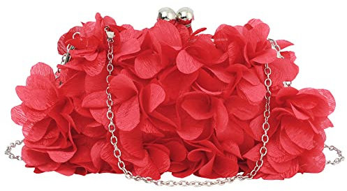 MEGAUK Damen Elegante Handtasche Blumen Clutch Seide Abendtasche Henkeltasche Crossbody Bag mit Kette Kisslock Design