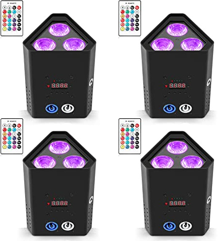 4 Stücke 20WX3 Akku LED Par Scheinwerfer Uplight DMX Wiederaufladbarer Batterie RGBWA+UV Effektstrahler Bühnenlicht Fernbedienung/APP Disco licht für DJ party Bar Hochzeit Geburtstag(De Lagerhaus）