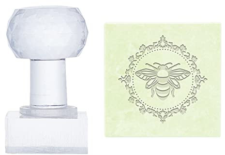 PandaHall Tampon Acrylique Abeille Timbre de gaufrage de Savon Animal Savon Timbre Timbre d'impression Rond de chapitre de Savon pour Le Savon Fait Main Biscuits d'argile de Biscuit poterie Gummier