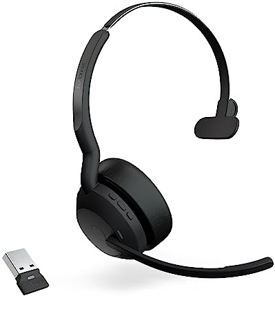 Jabra Evolve2 55 Mono Wireless Headset - Features AirComfort Technology, Noise-Cancelling Mics & Active Noise Cancellation - Works with UC Platforms Such as Zoom & Google Meet - Black