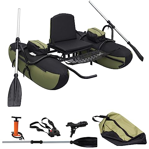 byhsports Professional Schlauchboot, Angelboot mit 158KG Tragfähigkeit, Bellyboat, Angelboot Schlauchboot mit Rutenhalter, Inflator, Paddel für eine Person