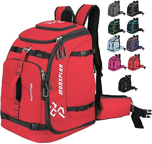 MORXPLOR Ski Boot Bag - 65L Padded, Waterproof Ski Travel Backpack for Gear & Accessories