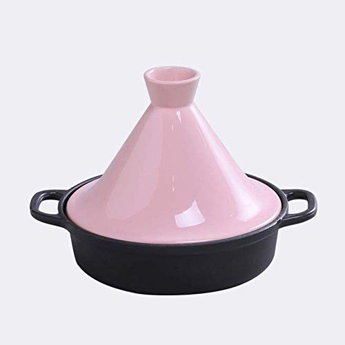 ZAANU Pentole, casseruola in Ceramica Spessa con Base in ghisa e Coperchio a Imbuto in gres per Tutti i Tipi di Piani Cottura, Rosa (Rosa)