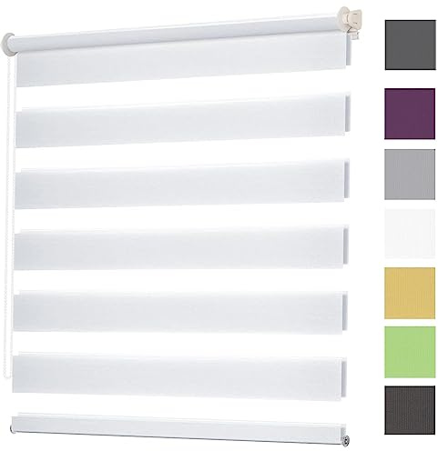 Tragbare Verdunkelungsrollo 40x220cm Dachfenster Verdunkelung Sonnenschutz Seitenzugrollo Doppelrollo Thermorollo mit Bohren für Fenster und Tür, Weiß