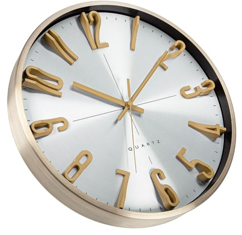 Warminn küchenuhr Wanduhr Ohne Tickgeräusche Lautlos Modern 30cm Quarz Groß Batterie Betriebene Wanduhr Einfach zu Lesen für Zimmer Zuhause Wohnzimmer KüChe Schlafzimmer BüRo Schule (Silber)