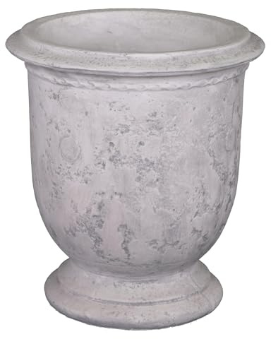 gartendekoparadies.de Blumentopf mit Antik-Optik, H 65 cm, Ø 58 cm, Pflanzkübel für außen, Steinguss/Weißbeton, 65 L, Grau, frostbeständig bis -30°C, 95 kg massiv, für Garten & Terrasse