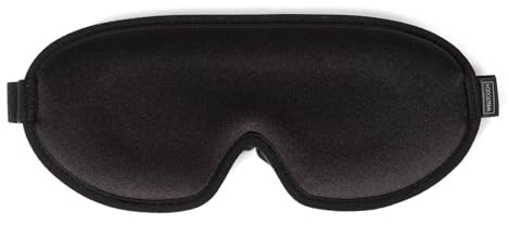 WellTouch Masque de sommeil pour une relaxation profonde - Coussin pour les yeux confortable avec mousse à mémoire de forme 3D - Avec bouchons d'oreille et pochette - Frais et respirant (noir)
