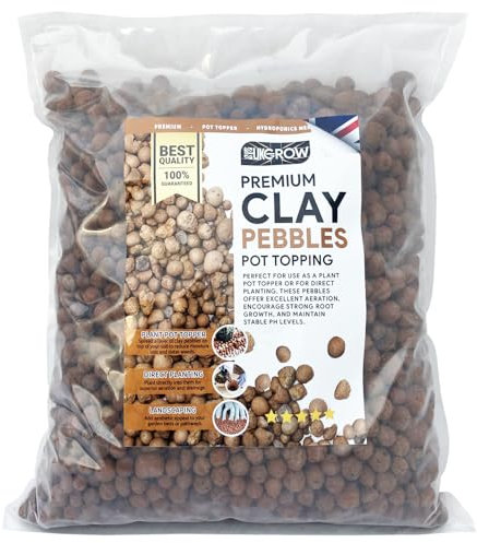 UKGROW Premium 10L Expanded Clay Pebbles – Orange Horticultural Ceramsite for Hydroponics and Decorative Top Dressing