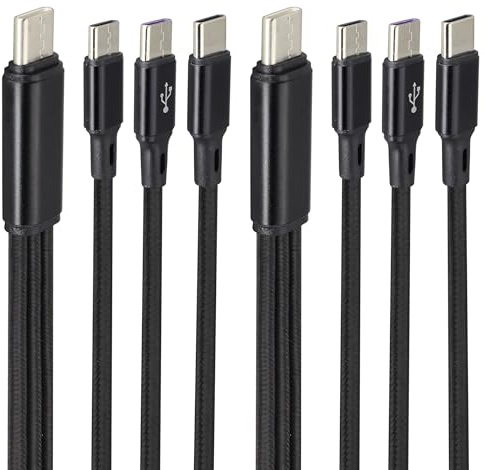 AAOTOKK 4FT USB C Male to 3 Type-C Male Nylon Braided Universal Port 3 in 1 Charging wire,USB-C Max Output can Reach 2A. Compatible with Mobile Phones/Android,Huawei,Samsung,etc.(2 Packs/Black)