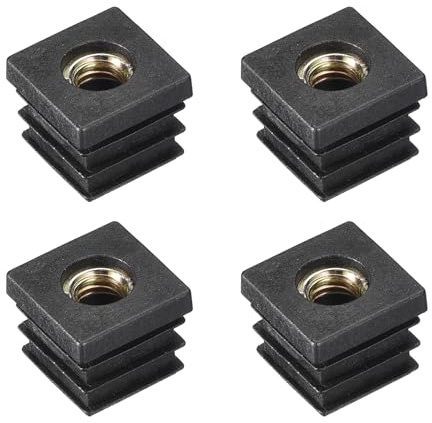 QUARKZMAN 4pz Inserti per Tubi Quadrati con Filettatura M8, per Tubi Quadrati 0,87x0,87 OD Spina Plastica Nera Inserto per Rotelle Tappi Sedia Gambe Mobili