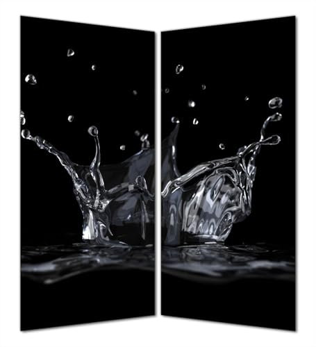 Wallario Selbstklebende Duschrückwand 180 x 200 cm, 2-teilig mit Motiv Aufspritzendes Wasser - Wandverkleidung Fließenersatz mit Hochglanzlaminat in Glasoptik
