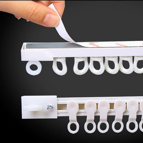 CuKYi Vorhangschiene ohne Bohren, Selbstklebende Vorhangschiene, Decken- oder Wandmontage, mit Rollen und Endkappen, for Raumteiler, Schlafsaal, Etagenbett, Schrank, Wohnmobil, Badezimmer (Color : Wa