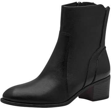 MARCO TOZZI Damen Stiefeletten mit Absatz mit Lederanteil Cowboy, Schwarz (Black Comb), 39 EU