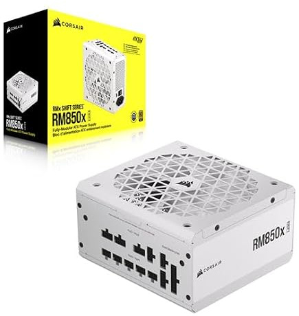 Corsair RM850x Shift Vollmodulares ATX-Netzteil - 80 Plus Gold - ATX 3.1 - PCIe 5.1 - Zero RPM - Modulares Seitenschnittstelle - Weiß
