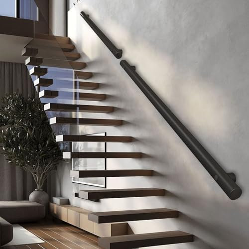 XMDEUR Treppenhandlauf, Haltegriff für den Außenbereich, Treppenhandlauf, Geländerschienen-Stützsatz außen außen | Edelstahl, 1 m 1,2 m 1,5 m 1,8 m 2 m 2,5 m 3 m 3,6 m (Größe: 19 Fuß/570 cm)