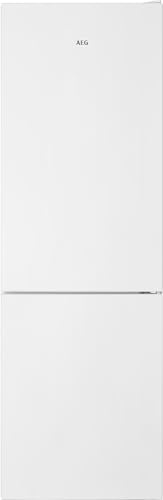 AEG Frigorífico Combi RCB632E9MW, 330 L, Altura 186 cm, Ancho 60 cm, Total No Frost, MultiFlow, Cajón ExtraChill, Libre Instalación, Puerta Reversible, Display LED Interior, Blanco