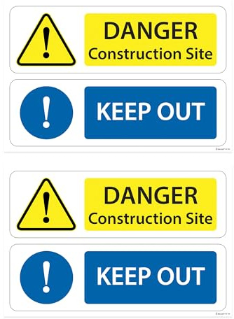 RDLCAR Cartello con scritta Keep Out – Pericolo cantiere edilizio – Segnale di sicurezza professionale – Segnaletica durevole – ideale per la protezione dai pericoli – Alta visibilità 200 x 300