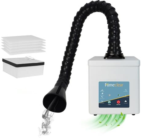 FumeClear FC2001A Solder Fume Extractor, 120 to 180m³/h Strong Suction, 3-speed Adjustment, Low Noise High Efficiency Fume Removal, For 110V to 220V Wide Voltage Suitable for Desktop Soldering Iron