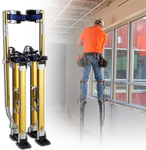 Professionelle Trockenbau-Stelzen aus Aluminium für Bauarbeiter – ideal für Putz-, Maler- und Dekorationsarbeiten – inklusive Ersatzfüßen aus Nylon