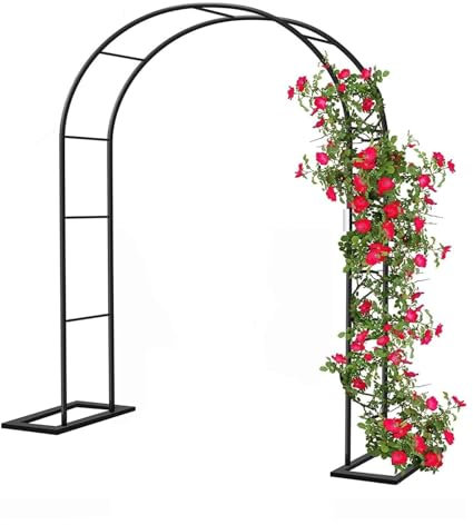 Hoiweqr Torbogen Aus Metall Stabil, Rosenpavillon Rosenspalier Hochzeitsbogen Pflanzen Klettergerüst Rack，Torbogen Pergola Rankhilfe Rankgitter Hochzeit Dekorationen(Noir,1.2x2.2x0.4m)