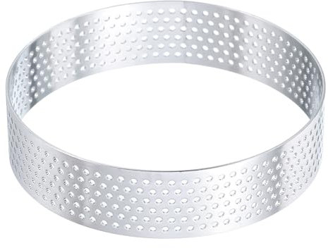 QUARKZMAN Anneaux à Tarte en Acier Inoxydable 3,5 Cercle de Cuisson Perforé en Métal pour Dessert Mousse Gâteau Rond Anneau Antiadhésif pour la Fabrication d'Aliments au Fromage