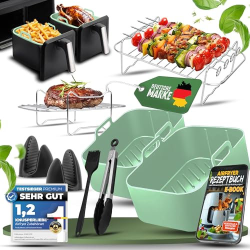KNUSPERLIEBE® Ninja Heißluftfritteuse Zubehör Ninja Foodi Max Dual Zone af300eu af400eu af451eu - Airfryer Zubehör Heißluftfritteuse - Silikonform Einsätze für Air Fryer Heissluftfritteuse