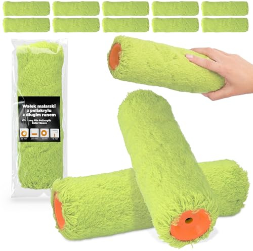10x Färgroller 25 cm Färgrullar Målarrulle Reserv Långt Hår Lackrulle Måla Lack Möbler Väggar Renovering Tillbehör Robust Rullborste Målartillbehör Lackeringsrulle Fasadrulle