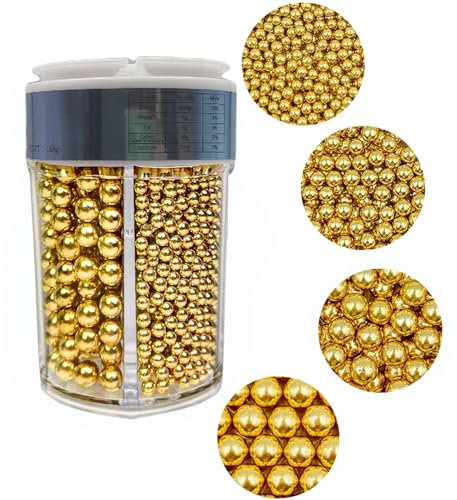 160g Sugar Super Gold Pearl Sprinkles Candy Pearls Cake Decoration Cupcake Toppers Cookie Decorations for Wedding Birthday Halloween Thanksgiving Christmas Christening