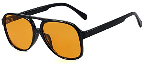 VueLux Vintage Retro Sonnenbrille Gelb Getönte Brille Übergroß Oversize Sunglasses für Damen Herren