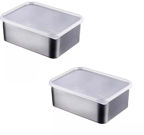 ACESOME Fiambreras con tapa, recipientes de acero inoxidable de 500 ml con tapa, juego de recipientes de almacenamiento de alimentos, caja de almacenamiento de cocina, para queso, frutas, ensaladas,