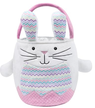 Personalisierter Osterkörbchen,Osterkorb Anpassbarer Name,Oster Geschenktüten Hase mit Ohren,Ostern Deko Personalisierte Ostergeschenke,Eier Süssigkeit Plätzchen Osterkorb mit Henkel(6-Pink)