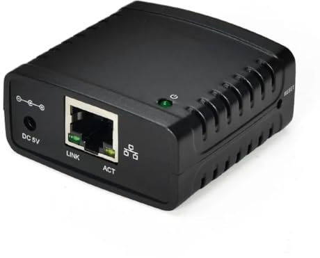 Malloy USB 2.0 LRP Printserver Share A LAN Ethernet Netzwerkdrucker Netzteil USB HUB 100Mbps Printserver EU Stecker