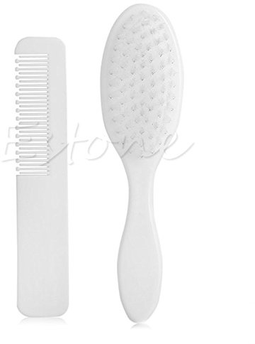 Zarte Babyhaarbürste + Kamm Set für Neugeborene & Weiß für die Kopfhautpflege, pflegt sanft Babyhaar, 2 Stück