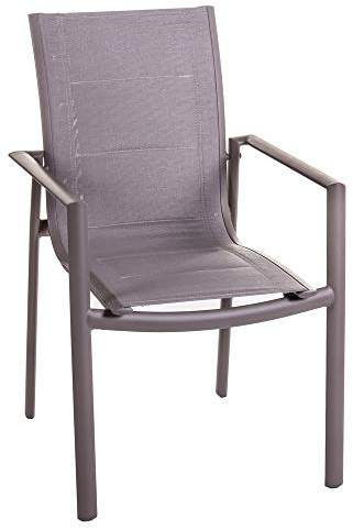 LOLAhome - Silla de jardín Stella apilable de Aluminio y textileno Acolchado Gris Topo de 57x62x90 cm, Diseño Elegante y Resistentes, Tratamiento Epoxi para Exterior