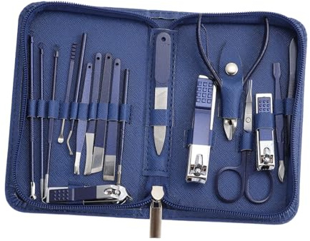 TOPPERFUN Set Manicure Portatile e Multifunzione in Acciaio Inossidabile Professionale Custodia in Pu la Cura delle Unghie in Viaggio