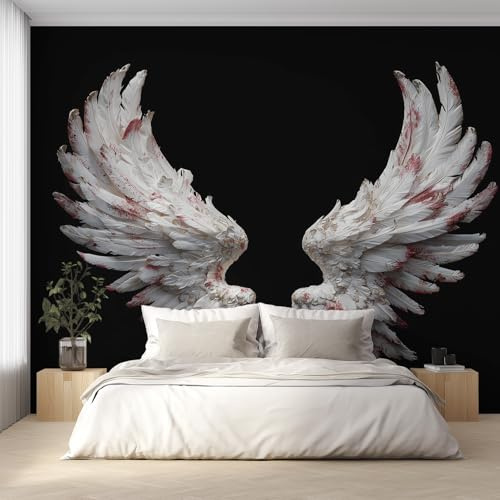 White Wing Wallpaper for Living Room, 4k Angel Wings Wall Mural for Bedroom 150x105 cm, Non-Woven Photo Wallpaper, Home Decor D&O50