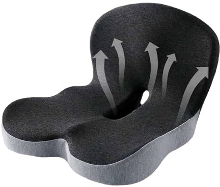 Cojín de asiento para sillas-L en forma de colchón de silla de espuma con soporte lumbar integrado y protección de cóccx | Almohada ortopédica ergonómica para adultos, personas mayores, oficina, autom
