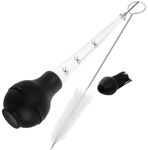 VICASKY Siringa per Carne in Acciaio Inossidabile e Silicone Injector per Marinatura Tacchino e Barbecue Strumento Cucina Facile da Usare e Smontare Utile per Arrosti e Cotture Grigliate