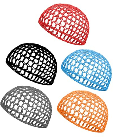 Supvox 5 Stück-Pack Gehäkeltes Schlafhaarnetz für Damen Atmungsaktives Netzgewebe Leichtes Haarschutznetz für Nacht und Duschen Vielseitiges Haaraccessoire für Haarlängen