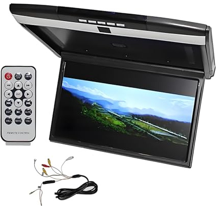 HuanSebesity 17,3-Zoll Auto-Overhead-Klappmonitor,Klappbarer Mp5-Videoplayer für Auto Mit Autodachmontage,Fm,Ir,HDMI,USB,Sd-Kartenleser (Schwarz,Unterstützt Mp4/Avi/Rm)‌ Black
