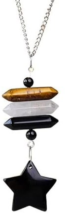 Naturlig kristallagat dubbelspetsad kolumnhänge - solfångare for heminredning och helande energi(Obsidianstars)